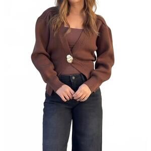 NEW FORE loretta open front cardigan in brown